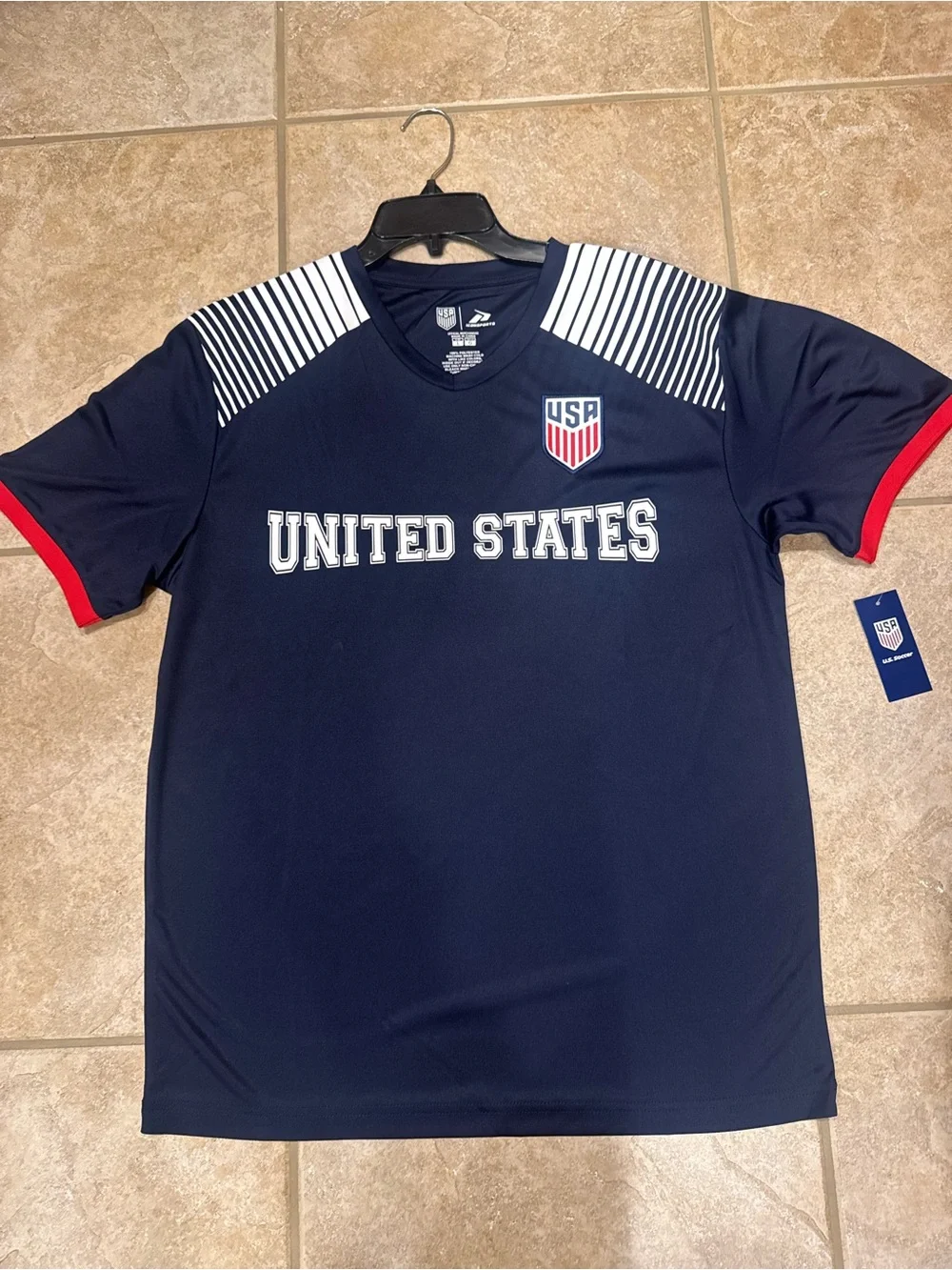 United States Soccer Navy Blue Men's Athletic Jersey - USA Crest